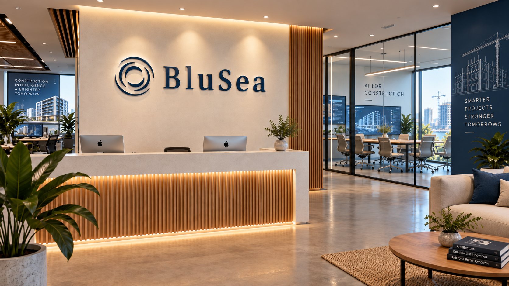 Espacio de trabajo con la marca BluSea